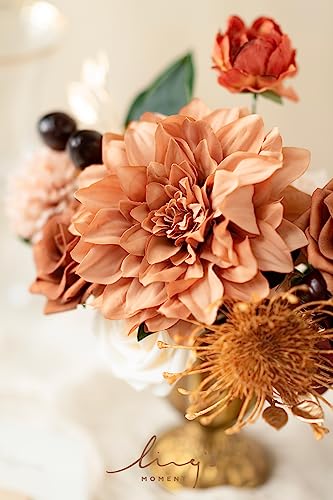 Ling's moment Terracotta Artificial Flowers Greenery Mini Box Set, Burnt Orange Fake Flower for DIY Wedding Bridal Bouquet, Centerpieces Decor, Floral Arrangement Decor, etc. - color: Terracotta & Burgundy