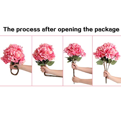 Jim's Cabin Artificial Flowers Silk Hydrangea Arrangements 1Bouquet with 5 Big Heads Fake Flower Bunch for Women Bedroom Wedding Cabin Decor DIY(Light Blue) - color: Light Bule