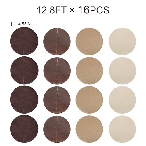 205Ft Brown Party Decorations Ombre Cream Tan Brown Boho Circle Dots Backdrop Streamer Tissue Paper Hanging Garland for Neutral Rustic Cowboy Western Teddy Bear Safari Woodland Birthday Party - color: Ombre Brown
