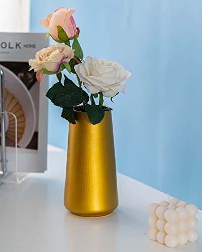 Gold Vase - 8" Gold Ceramic Flower vase for Home/Table/Accent Decor, Minimalist Modern Vases for Centerpieces, Room Decor, Living Room, Bedroom or Gift - color: Gold, size: Big