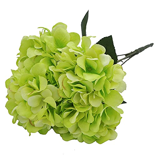 2Bouquets Artificial Fake Flowers Silk Hydrangea Arrangements Wedding Bouquets Decorations Plastic Floral Home Kitchen Garden Party Festival Bar DIY (Light Green,5 Flower Heads) - color: Light Green,5 Flower Heads