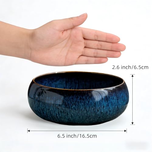 Water Lotus Bowl Planter Kit - Japanese Compote Bowl Ikebana Vase Set w/ 1.8" Floral Frog- Ideal for Ikebana, Flower Arrangement & Hydroponic Planting (Blue) - color: Blue