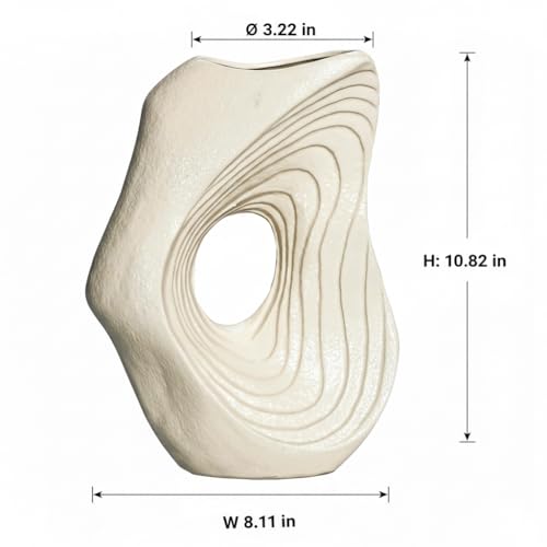 Sunddo Donut Vase - White Ceramic Vase for Home Decor - 11 Inch Modern Boho Vases for Pampas Grass, Entryway, Wedding, Fireplace, Kitchen Counter Decor - color: White, size: 11 inch