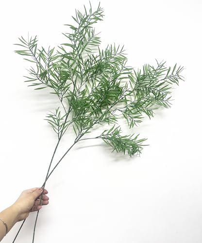 Artificial Plants Fake Plant Simulation Bamboo Leaf Tall 31 Inch, Faux Reed Plastic Leaves Faux Greenery Bushes Flexible Branches Stems for Indoor Outdoor Decor Wedding Party DIY Decoration - 2 Pack - color: (Tall) Bamboo Leaves - 2 Pack