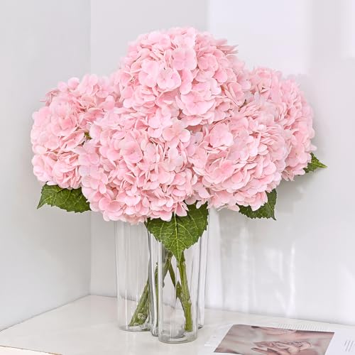MARTINE MALL 3Pcs 21in Hydrangea Artificial Flowers, Latex Real Touch Hydrangeas Lifelike Large Hydrangea Flowers for Home Decor Party Arrangements Wedding Bouquets Centerpieces (Light Pink) - color: Light Pink, size: 3Pcs