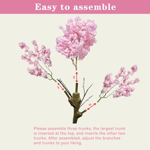 Artificial Cherry Blossom Tree 8.5ft, Faux Cherry Blossom Tree Fake Pink Artificial Tree for Wedding Home Office Living Room House Indoor Outdoor Decor - color: Pink