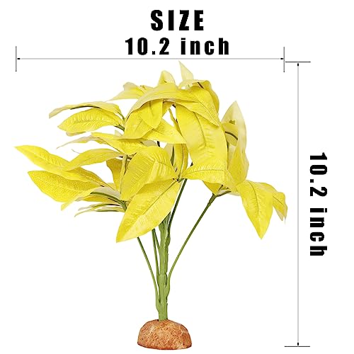 Fake Yellow Money Tree Plant, Reptile Decor for Terrarium, Crested Gecko Tank Accessories fit Leopard Gecko Bearded Dragon Lizard Chameleon Snake Tortoise - color: O-fake Yellow Money Tree Plant