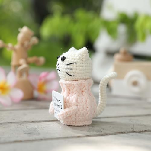 YOOJEE Positive Crochet Cat Animals Mothers Day Gifts Teacher Women Coworker Gifts for Women Sister Daughter Kid – “You are Pawsome” Emotional Inspirational Support Birthday Thank You Gift - color: Cat–You Are Pawsome