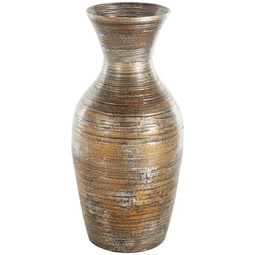 Deco 79 Bamboo Wood Decorative Vase Antique Inspired Pot Centerpiece Vase, Vase for Home Decoration 8" x 8" x 18", Brown - color: Brown, size: 8" x 8" x 18"