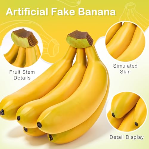 Gresorth 1pc Artificial Lifelike Banana Cluster Decoration Fake Fruit Home Party Festival House Table Show - color: Yellow