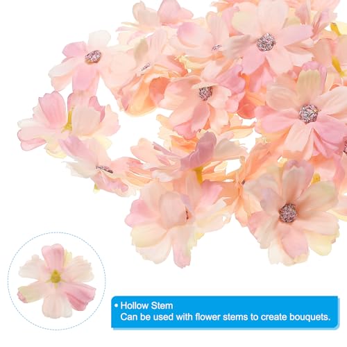 PATIKIL Fake Flower Heads for Crafts, 30 Pcs Faux Flower Bulk Mini Artificial Silk Flowers Embellishments Cherry Blossom for Wreath Wedding Party Decoration, Light Pink - color: Light Pink
