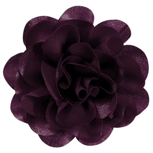 Large Rose Flower Brooches and Pins for Women | Rose Flower Hair Clips for Women, Lapel Pins for Women | Brooch for Women Dresses | Hat Pins for Women, Flower Hair, Pin for Clothes, Grape 6.3 Inches - color: Grape