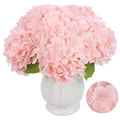 IPOPU 6PCS Real Touch Faux Hydrangea Artificial Flowers Light Pink Hydrangeas with Stems Lifelike Fake Hydrangeas for Home Table Wedding Baby Shower Party Floral Arrangements (Light Pink) - color: Light Pink