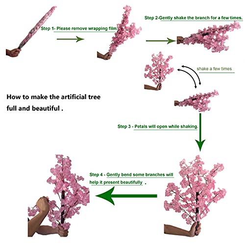 Artificial Cherry Blossom Trees Handmade Light Pink Tree Indoor Outdoor Home Office Party Wedding (5FT Tall/1.5M) - size: 5ft