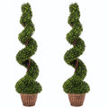 4 Ft Artificial Boxwood Spiral Topiary Tree, Fake Greenery Plants for Indoor or Outdoor - size: 4 ft 2 Pack