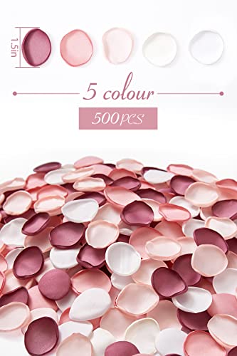 Serwalin 500Pcs Silk Pink Rose Petals Flower Petals for Weddings Proposal Peach Pink Petals for Flower Girl Basket Wedding Aisle Table Runner Bridal Shower Party Table Decor (5 Color Mixes) - color: A Peach Pink, size: 500pcs