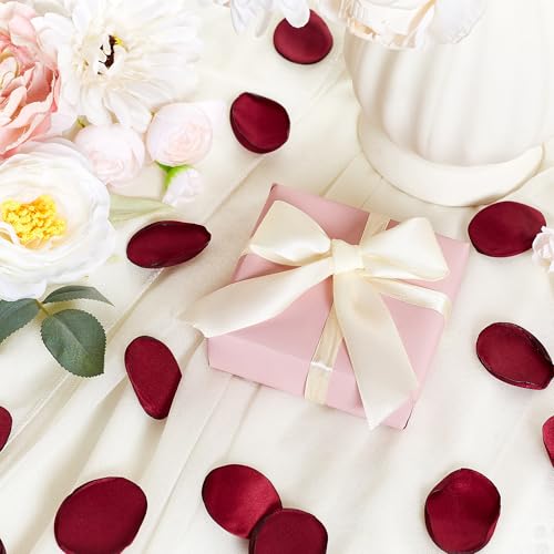 SITUMEIZI 400PCS Fake Rose Petals Artificial Burgundy Silk Flower Petals for Romantic Night for Her Set Valentine's Day, Wedding, Proposal Anniversary Decorations - color: Wine