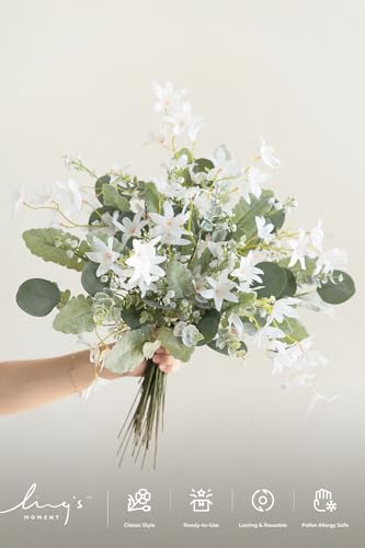 Ling's moment Artificial Greenery Stems Box Set, 98pcs with 6 Kinds of Faux Greenery Picks for DIY Bridal Bouquets Wedding Floral Arrangement Table Centerpieces, Sage Green & White - color: Grn-sage Green & White