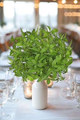 GnFlus Artificial Fern Mint Leaves Stems Mix Plants 5pcs Realistic UV Resistant Fake Greenery Plants and Branches for Decor Home Indoor Outdoor Garden - color: Fern and Mint