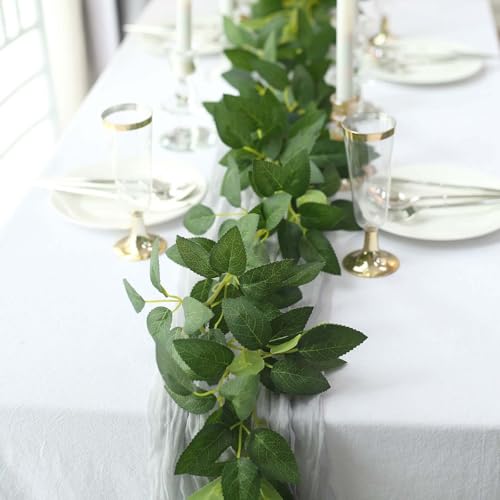 Efavormart 6ft Real Touch Artificial Green Rose Leaf Garland, Flexible Hanging Greenery Vine for Professional Wedding Staging, Banister Decor and Luxury Home Accents - color: Type13