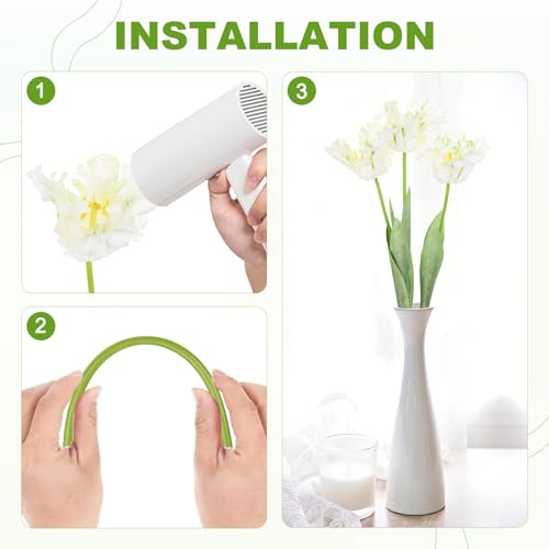 M METERXITY 3-Pack White Artificial Parrot Tulip Flowers,27 Inch Faux Parrot Tulip Silk Bouquets Real Touch Faux Flowers for Home/Wedding/Christmas/Party - color: White