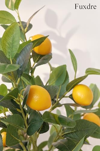4ft Artificial Lemon Tree with Fake Lemons Floor Plants Artificial for Decor Realistic to Indoor Home Office Fauxe Lemon Tree, Yellow