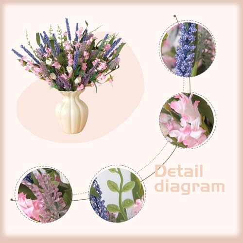 Idyllic 6 Pcs Lavender Vine Set – Artificial Lavender Stems for Spring Decor Floral Wreaths Wedding Home Decoration - size: 20 Inch