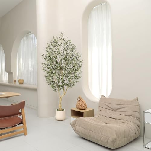 Realead 7ft Artificial Olive Tree with Tall Exquisite Planter - Realistic Fake Olive Tree with Thick Trunk and Lifelike Fruits - Large Faux Olive Tree for Home Office Decor - size: 7ft