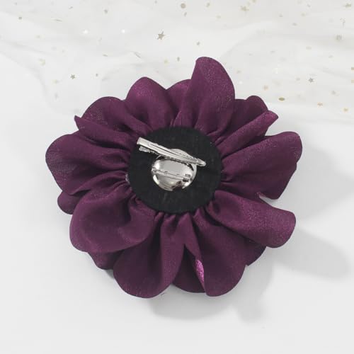 Large Rose Flower Brooches and Pins for Women | Rose Flower Hair Clips for Women, Lapel Pins for Women | Brooch for Women Dresses | Hat Pins for Women, Flower Hair, Pin for Clothes, Grape 6.3 Inches - color: Grape