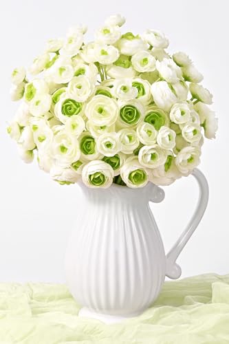 Waipfaru Ranunculus Artificial Flowers, 18Pcs 14In Fake Peonies Artificial Flowers, Faux Flower for Vase Silk Flower Real Touch Faux Peony Bulk for DIY Wedding Bouquet Home Bridal Shower Decor - color: Green, size: 18Pcs