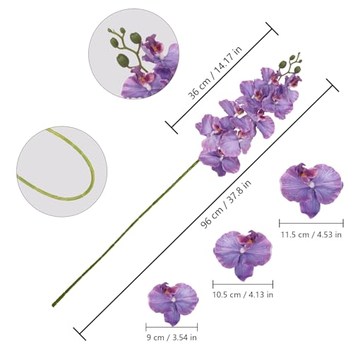 38" Artificial Phalaenopsis Flowers 6PCS Purple Orchids Artificial Orchid Flowers Stem for Wedding Party Office Home Décor(Purple) - color: Purple