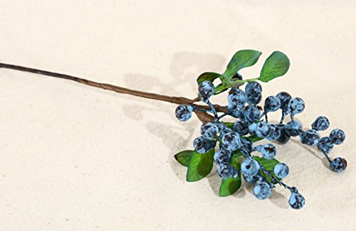 Mistari 10 Pack Artificial Flowers California Faux Blueberries Artificial Stems for Decorating Blueberry Picks Fruit Fake Silk Flowers Home Decorative Party Wedding (Blue) - size: 10 Pack