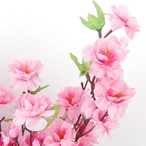 OUKEYI 8 pcs Artificial Peach Blossom Branches Fake Peach Flowers，Silk Peach Flowers Fake Plants Arrangement for DIY Garden Home Wedding Party Decor (Rose red) - color: Rose Red