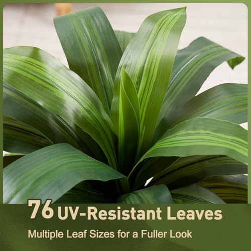 VeriNatural 6FT Artificial Dracaena Tree - UV Resistant Faux Tropical Plant, Potted Fake Tree with Taper Planter & Pebbles - Indoor Outdoor Greenery for Home, Porch, Living Room, Bedroom Decor, VN127 - color: White, size: 6ft