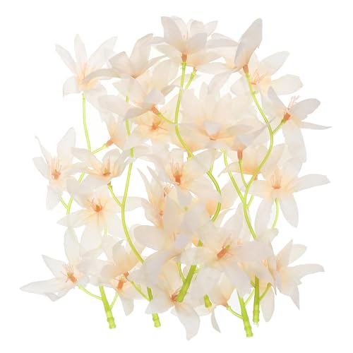 PATIKIL 7 Inch Artificial Orchid Flower, 24 Pcs Floating Candles Simulation Flower Cylinder Vase Fillers for Home Wedding Decoration, Champagne - color: Champagne