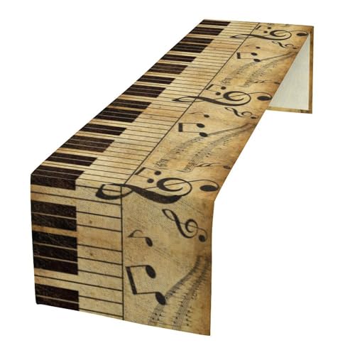 Music Table Runner,Retro Note Piano Keys Table Runner for Home Indoor Outdoor Kitchen Holiday Party Wedding Decor 13x36 Inch - color: Music-4, size: 13x36in
