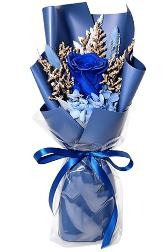 Preserved Flowers Bouquet,Flowers For Delivery,Blue Rose Bouquets,Birthday Flowers Gifts For Women Mom Grandma Wife Friends,Real Roses Gift From Daughter Valentine’S Day Mothers Day Anniversary - color: Blue, size: Rose Bouquet