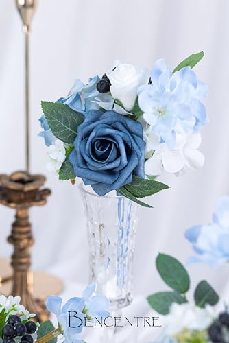 Dusty Blue Wedding Centerpieces Flowers Set of 6 Mini Bridesmaid Bouquets Posy Bouquet Pre-Made Wedding Flowers Centerpieces for Table Artificial Flowers - color: Dusty Blue