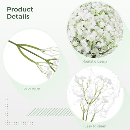 150 PCS Babys Breath Artificial Flowers, 11.4inch White Starry Flower for Wedding Decoration, AReal Touch Faux Babies Breath Gypsophila Bouquet for Wedding Floral Arrangement Party Home Decor