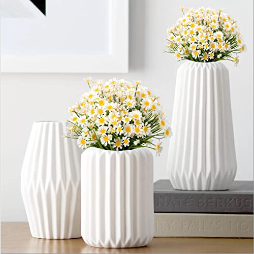 Outdoor Artificial Daisies Flowers,20 Bundles UV Resistant Fake Flowers Outdoor Faux Plastic Flowers Plants Shrubs for Indoor Outside Decoration(White) - color: White, size: 20 Bundles