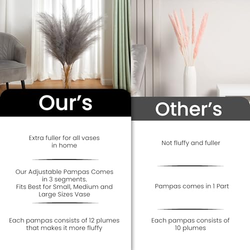7 Pcs 45" Faux Pampas Grass – Fluffy Artificial Pompous Grass for Tall Floor Vase, Non-Shedding Home Decor, Boho Wedding Flowers, Baby Shower Centerpieces, Bedroom & Living Room Decor (Grey) - color: Grey