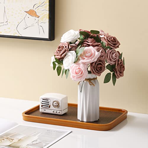 DerBlue 60pcs Artificial Roses Flowers Real Looking Fake Roses Artificial Foam Roses Decoration DIY for Wedding,Arrangements Party Home Decorations (Shades of Dusty, 60pcs Regular 3") - color: Shades of Dusty