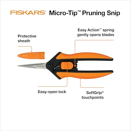 Fiskars 6" Pruning Scissors for Flower Stems, Herbs, Buds, and Small Plants, Garden Snips with Stainless Steel Blades, Gardening Trimmers with Comfortable Handle - style: Snips