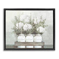 'Pristine Hydrangea Bouquet Sentiments'| Floating Frame Canvas Art | Stupell Industries | Black, 21 x 17 Inches, Easy to Hang and Sturdy, Made in USA, by Dogwood Portfolio - color: Jet Black (Matte), size: 20"L x 16"W