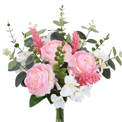Artificial Silk Flowers Artificial Flowers Bouquets Pink Florals Arrangements Faux Peony Faux Flower Stems for Spring Wedding Bride Home Table Centerpiece Farmhouse Decorations (16PCS) - color: Pink Peony a
