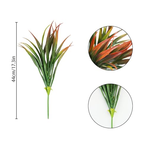 32 Pcs Artificial Grass Fake Plants 17.3in Outdoor Plastic Plants UV Resistant Greenery Fake Grass for Home Window Garden Office Patio Hanging Planter Pathway Front Porch Décor Red - color: Red, size: 32 Pcs