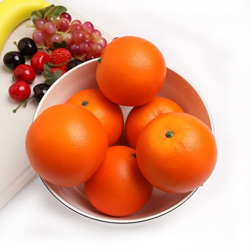 Caihao 6PCS Simulation Plastic Oranges, Yellow Fake Oranges, Decorative Fruit Bowls, Used for Furniture Decoration, Kitchen Decoration, Window Display and Photo Props - color: Oranges