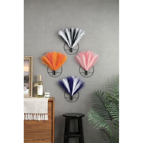 Pretty Jolly Boho Wall Decor - Hanging Artificial Pampas Display for Living Room, Bedroom, Bathroom, Dining Room - Wall-Mounted Metal Plant Art, 2 Pack, Ice Pink, Dark Pink, Black - color: 31-pampas-IcePink&DarkPink - Black Ring, size: S 7.8inch (Black Ri