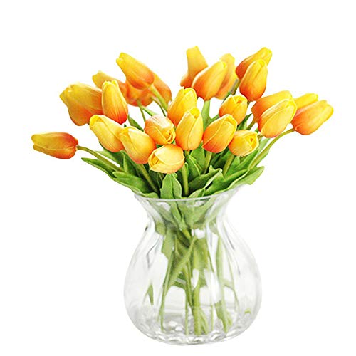 30 pcs Real-Touch Artificial Tulip Flowers Home Wedding Party Decor (Orange) - color: Orange