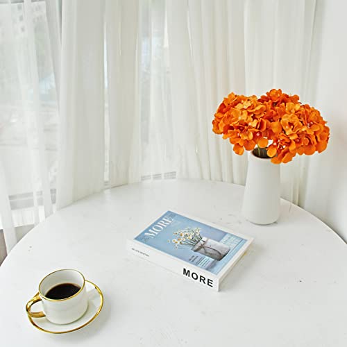 ONLY ART Orange Silk Hydrangea Flower Heads 10 Pcs with Removable Stems 12.5" Faux Flowers for Home, Wedding & Event Décor
